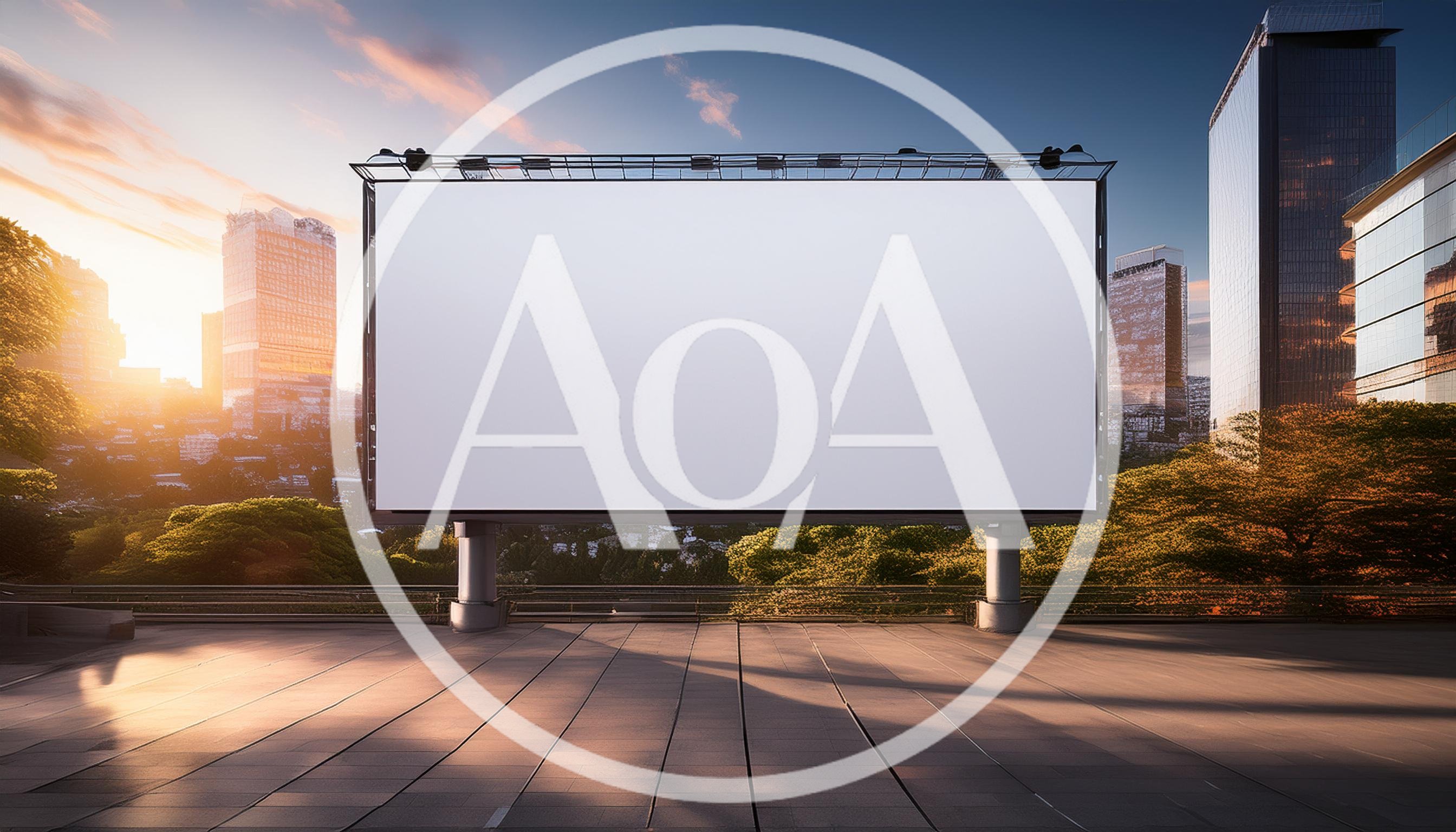 Blank Billboard Mockup in Modern Cityscape at Sunset