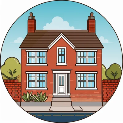 Illustration Of A Traditional Detached Red Brick House