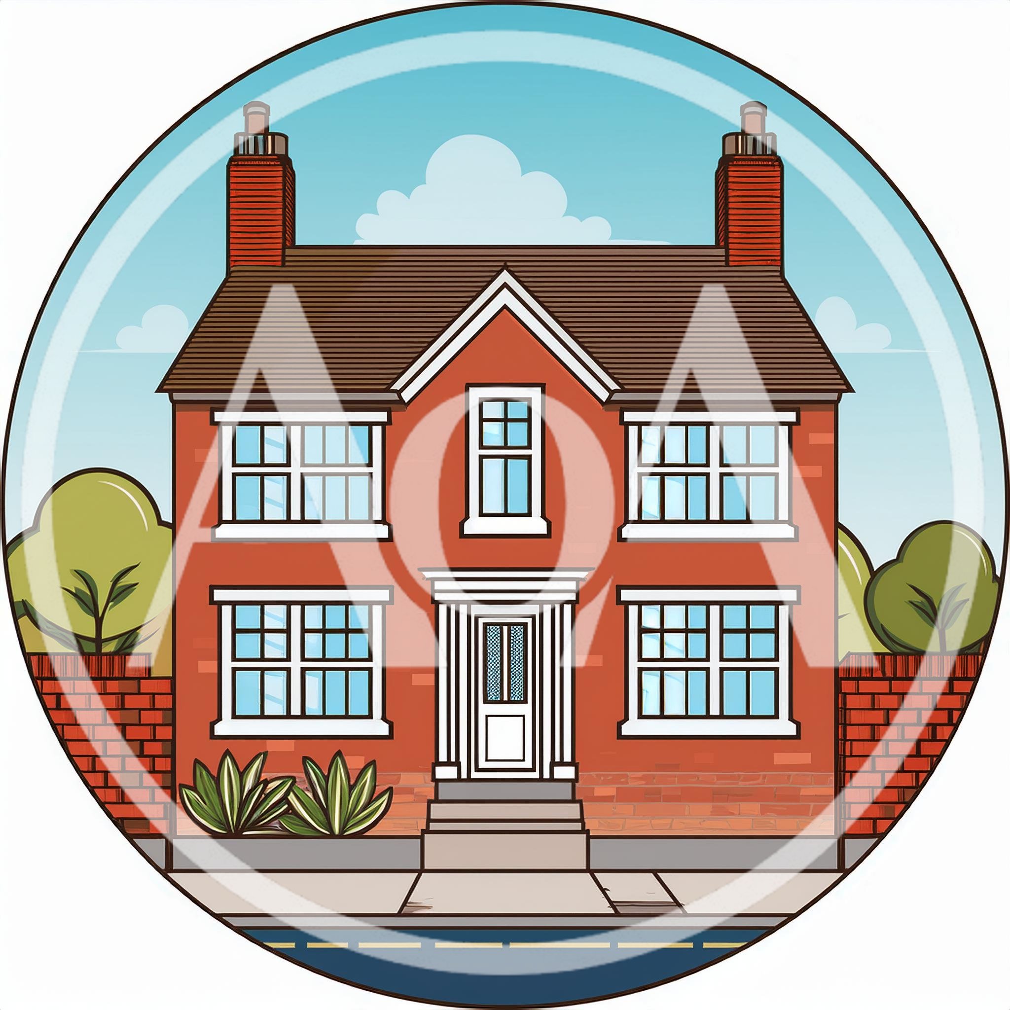 Illustration Of A Traditional Detached Red Brick House