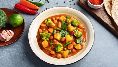Vegetable Curry Dish Served in a Bowl