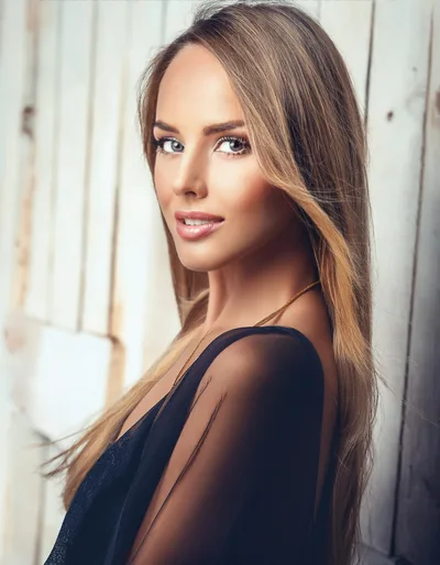 Portrait Of A Beautiful Young Woman With Long Blonde Hair