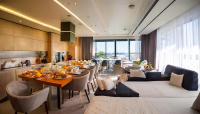 Luxury Hotel Suite Dining Area With Ocean View