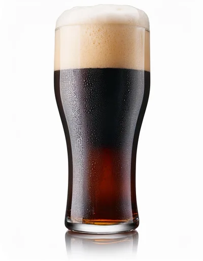 Cold Glass Of Dark Stout Beer With Foam