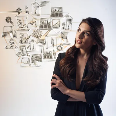 Businesswoman Thinking About Digital Strategy And Innovation Concepts