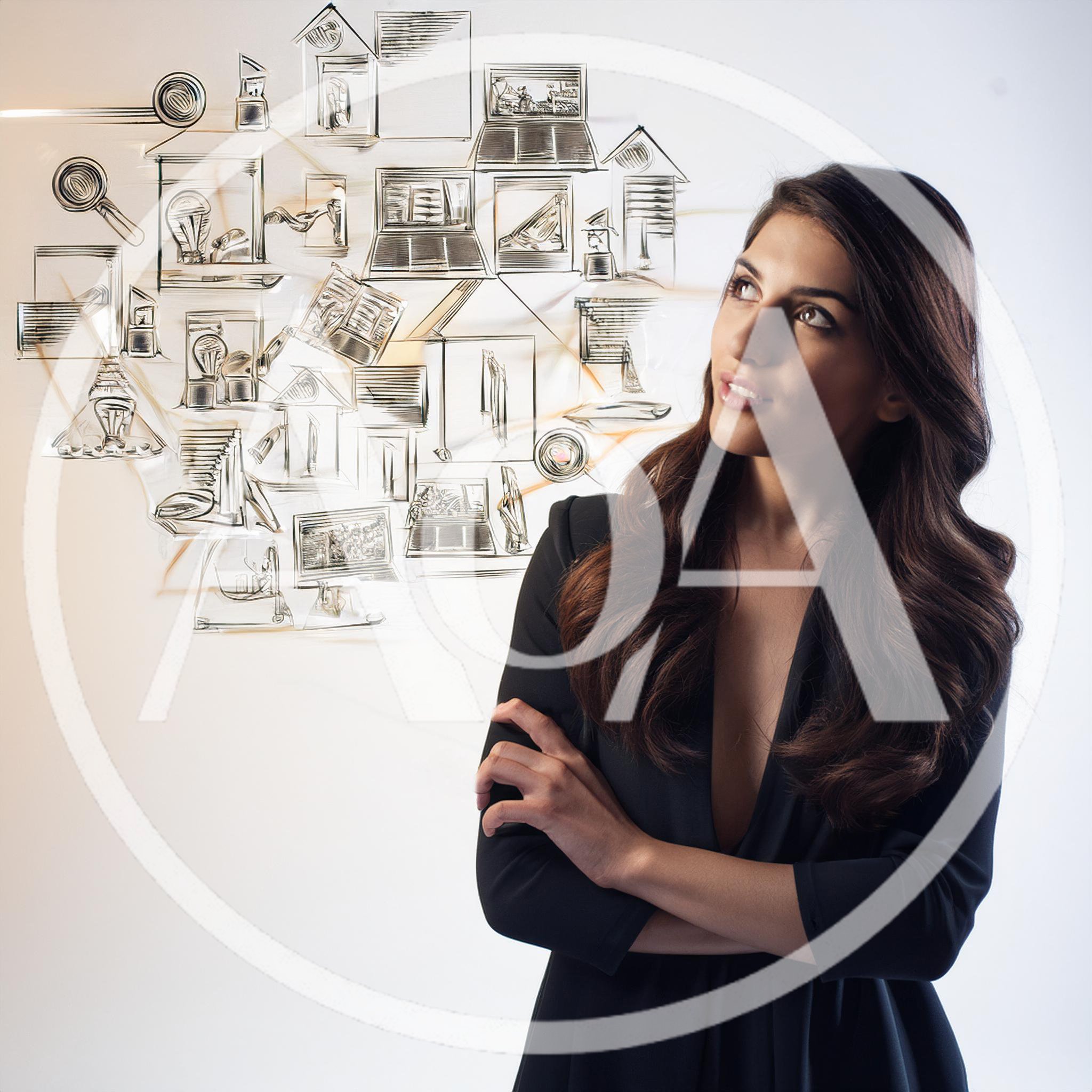 Businesswoman Thinking About Digital Strategy And Innovation Concepts