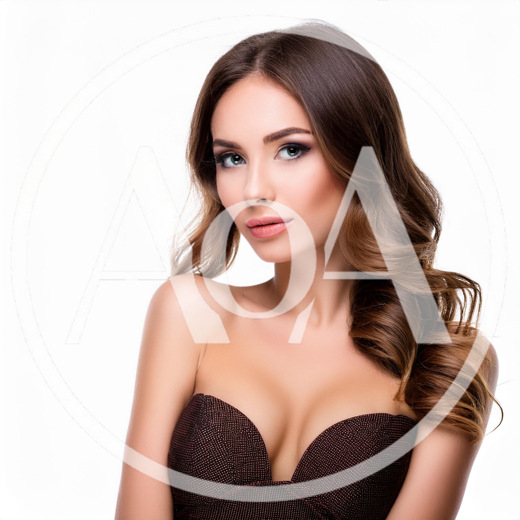 Portrait Of A Beautiful Woman With Wavy Brown Hair