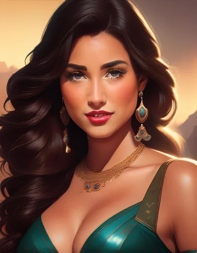 Portrait Of A Beautiful Woman With Long Wavy Hair