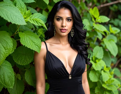 Portrait Of A Beautiful Woman In A Black Dress