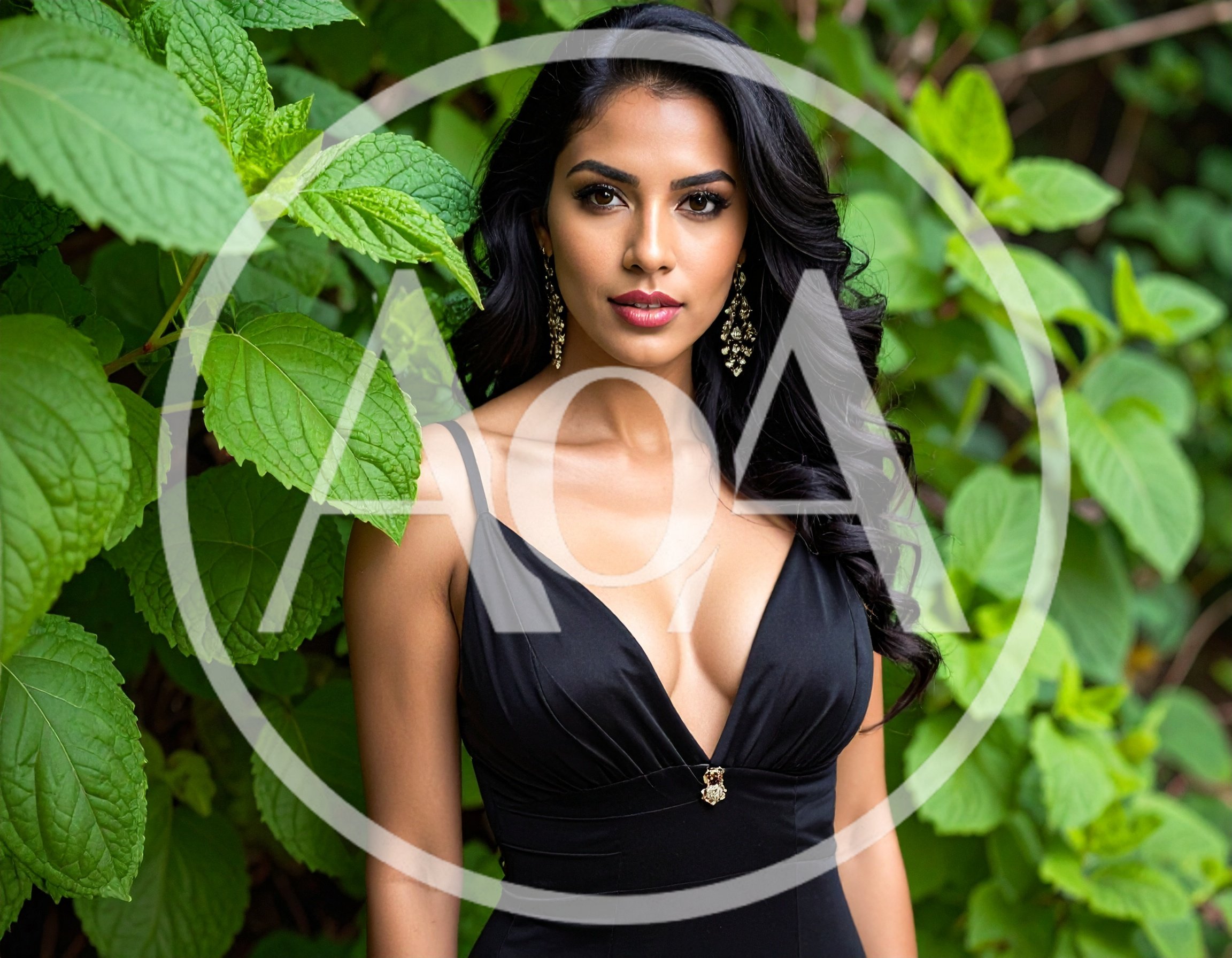 Portrait Of A Beautiful Woman In A Black Dress