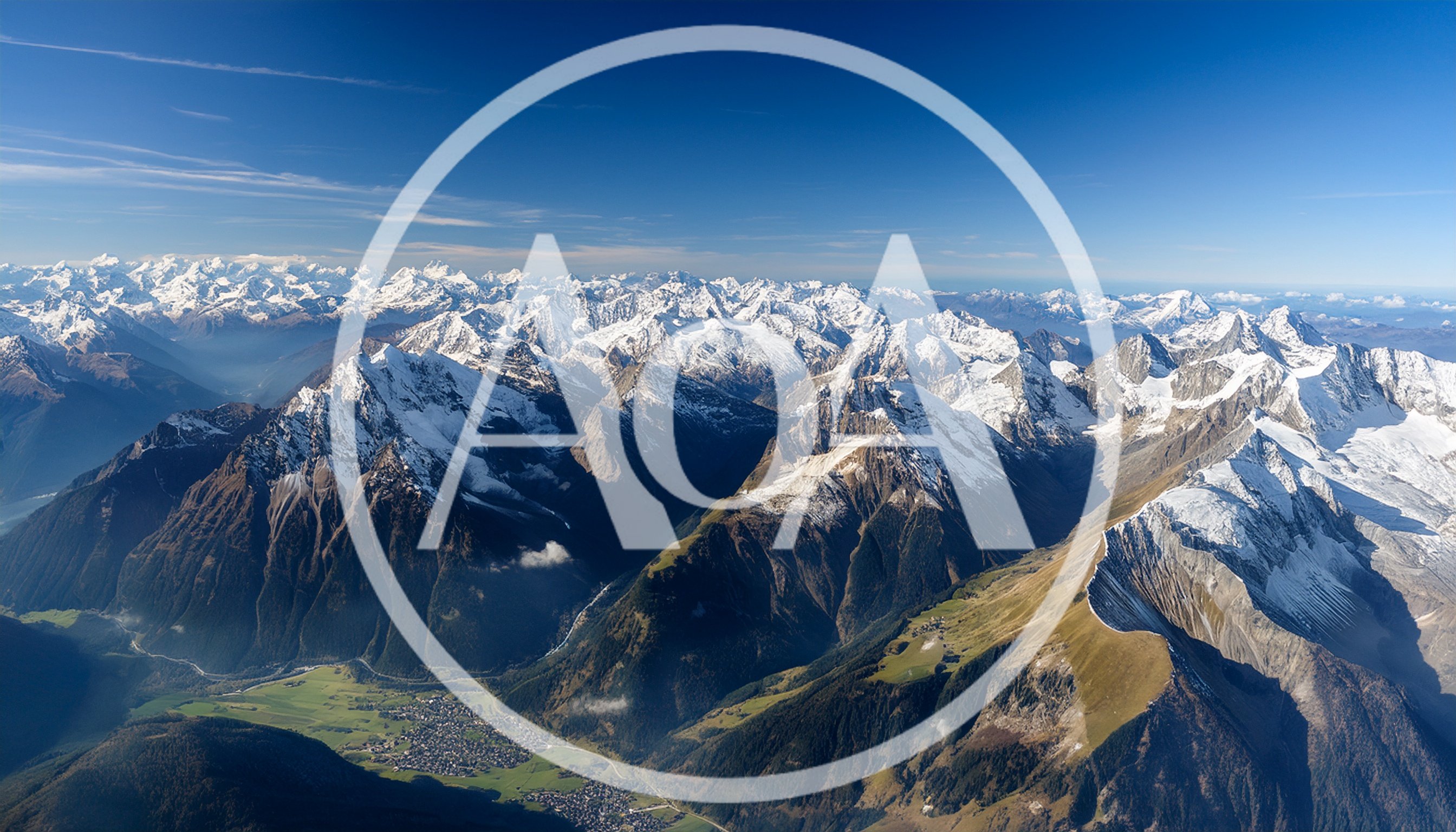 Aerial View of the Swiss Alps and Valley Town