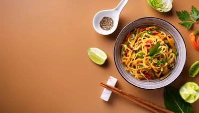 Bowl of Stir Fried Noodles with Vegetables