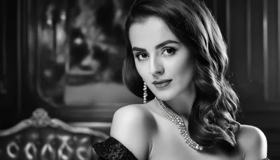Elegant Woman Wearing Pearl Necklace In Classic Portrait