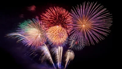 Vibrant Multi-Colored Fireworks Display In Night Sky