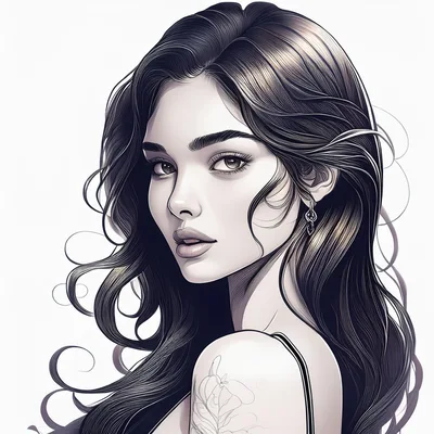 Portrait Of A Beautiful Woman With Long Wavy Hair