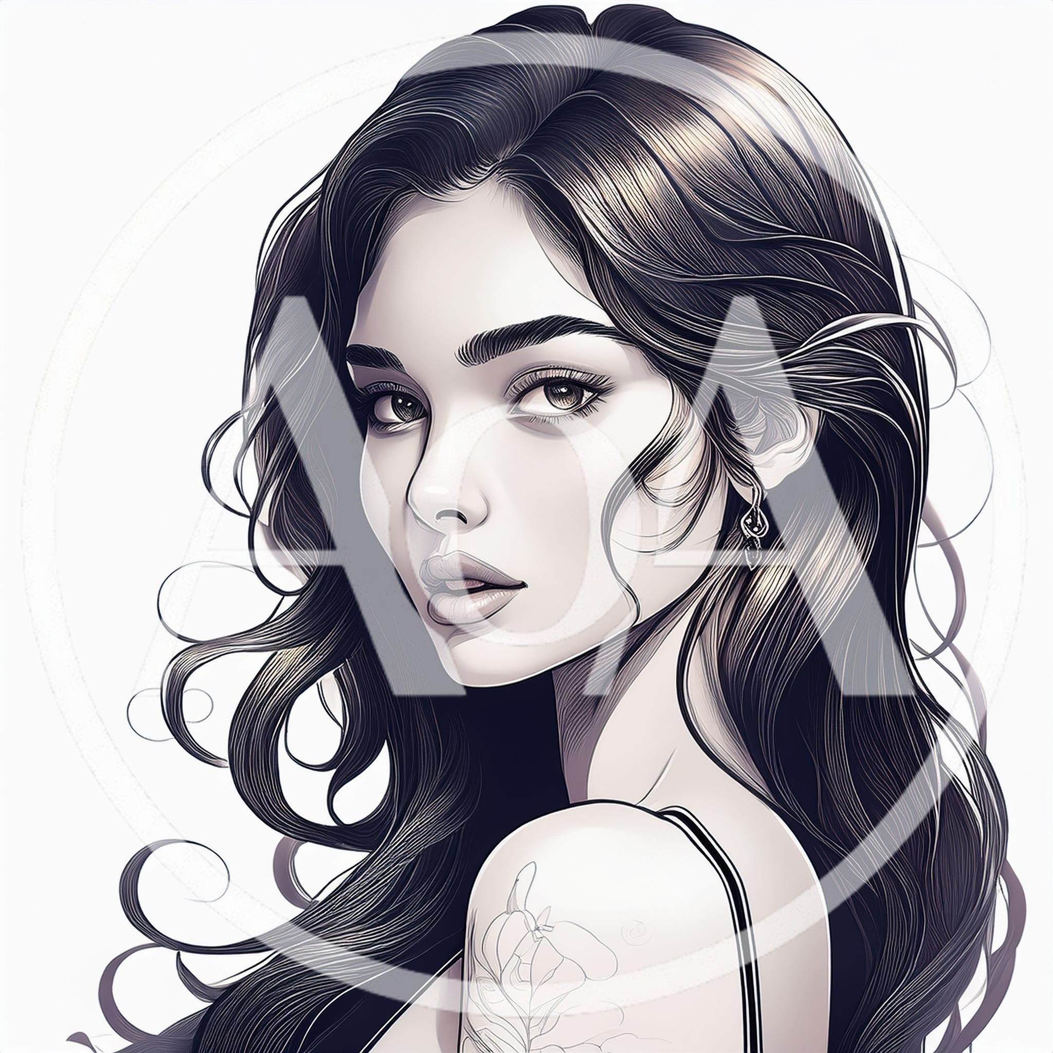 Portrait Of A Beautiful Woman With Long Wavy Hair