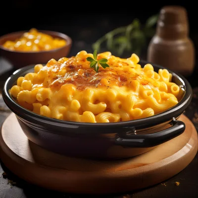 Baked Macaroni and Cheese in a Ceramic Dish
