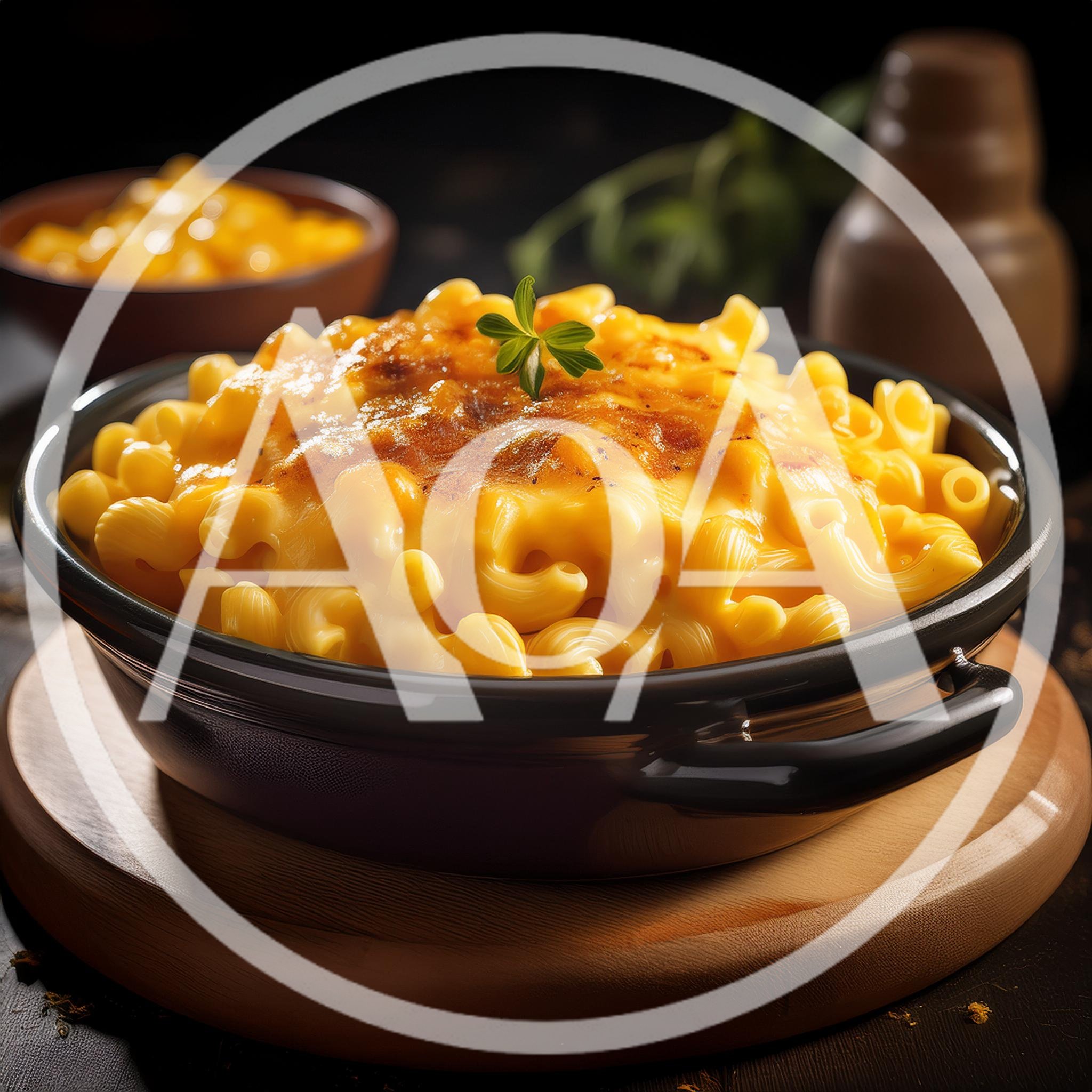 Baked Macaroni and Cheese in a Ceramic Dish