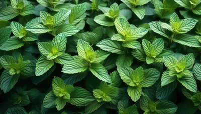 Fresh Green Mint Leaves Growing In A Garden