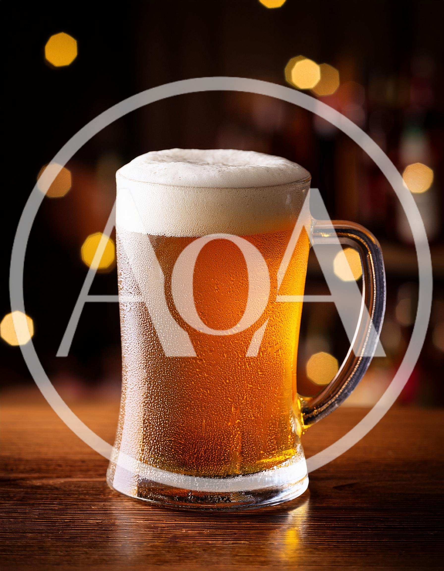 Cold Glass Mug Of Golden Beer On Wooden Bar
