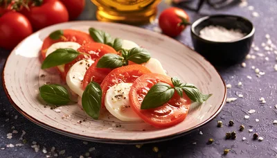 Caprese Salad With Fresh Mozzarella And Tomato Slices