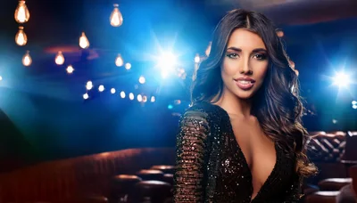 Glamorous Woman In Sequin Dress At Nightclub