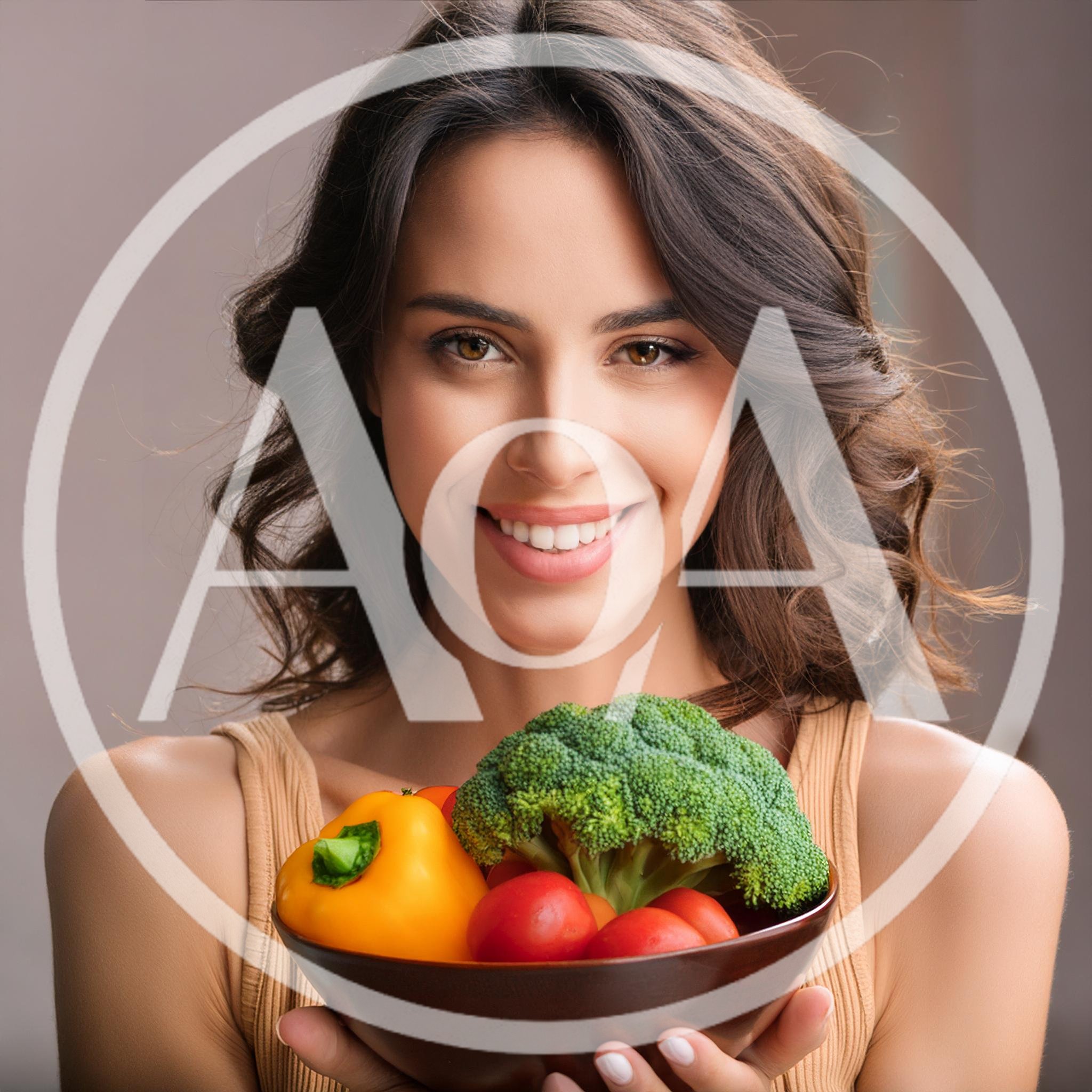 Smiling Woman Holding A Bowl Of Fresh Vegetables
