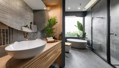 Modern Luxury Bathroom Interior With Freestanding Bathtub