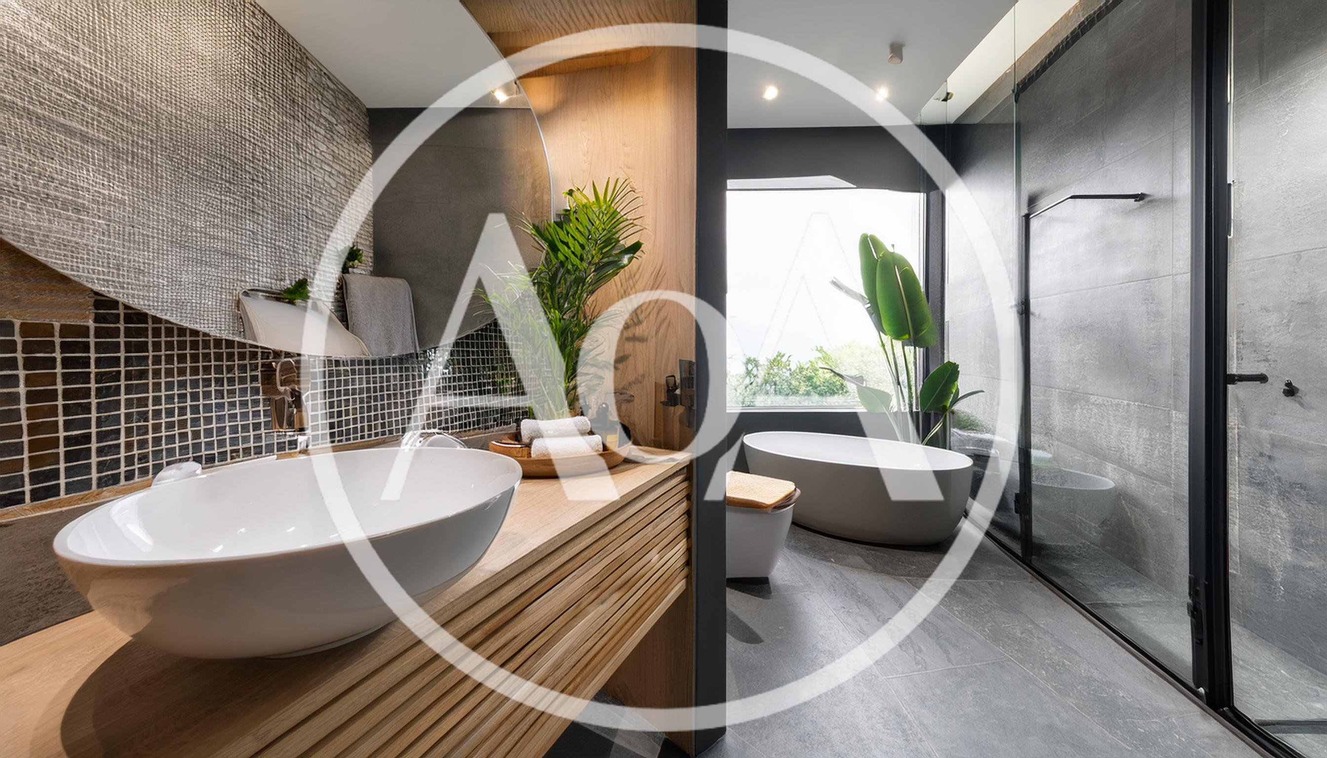 Modern Luxury Bathroom Interior With Freestanding Bathtub