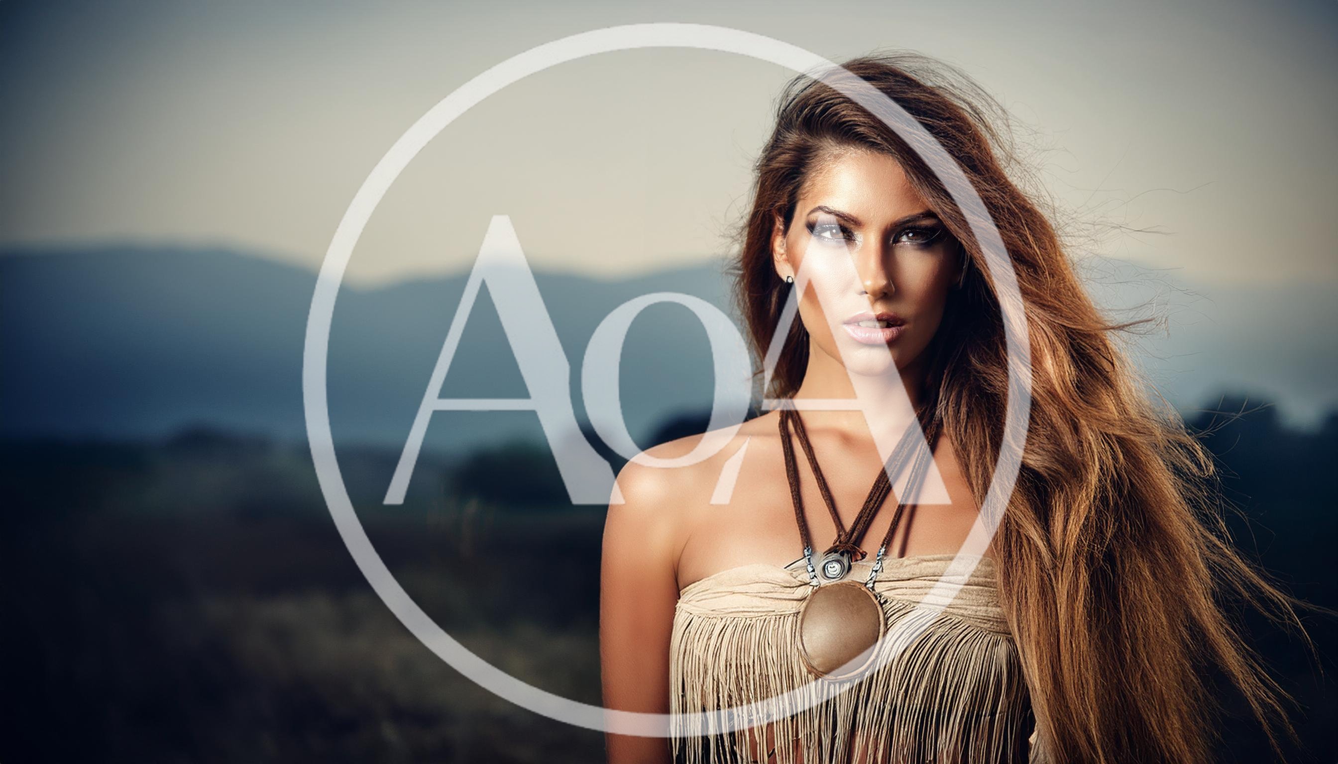 Portrait Of A Beautiful Woman With Long Flowing Hair