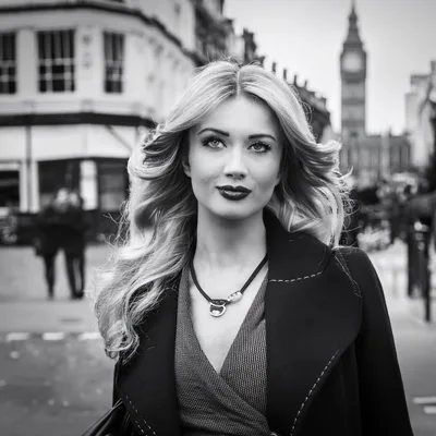 Elegant Blonde Woman Walking Near Big Ben London