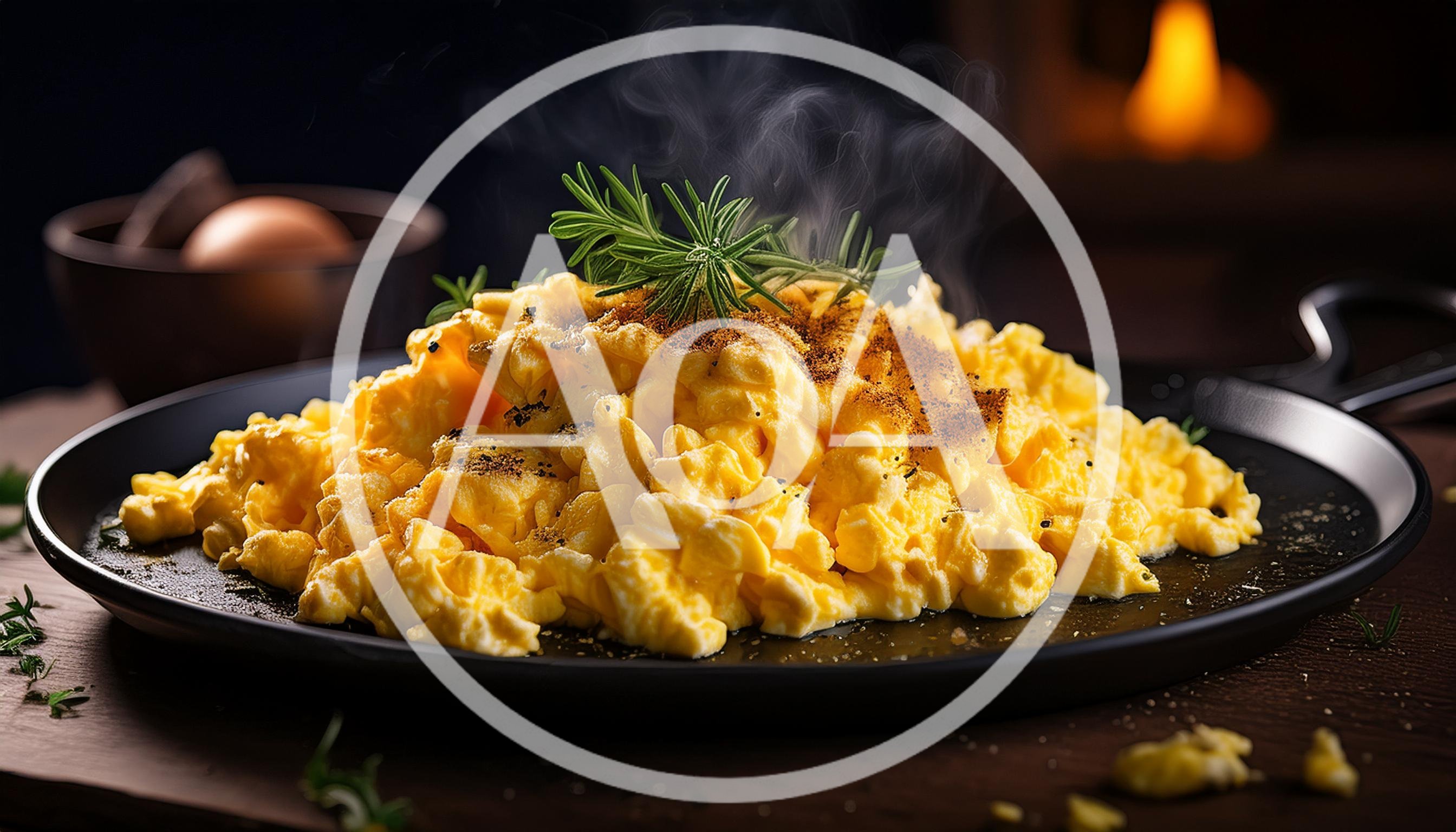 Steaming Plate Of Freshly Cooked Scrambled Eggs