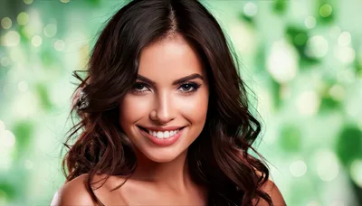 Portrait Of A Beautiful Smiling Woman With Wavy Hair