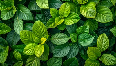 Lush Green Tropical Foliage Background