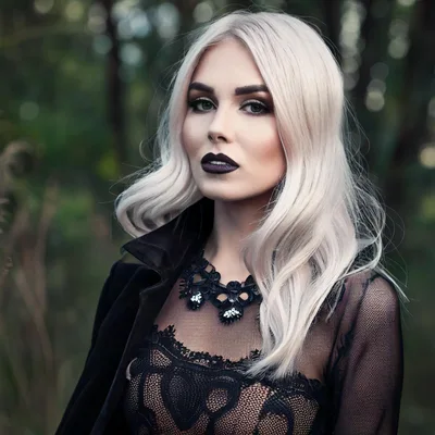 Portrait Of A Gothic Woman With Platinum Blonde Hair