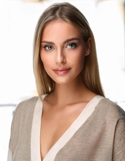 Portrait Of A Beautiful Blonde Woman Looking At Camera