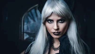 Portrait Of A Gothic Woman With White Hair
