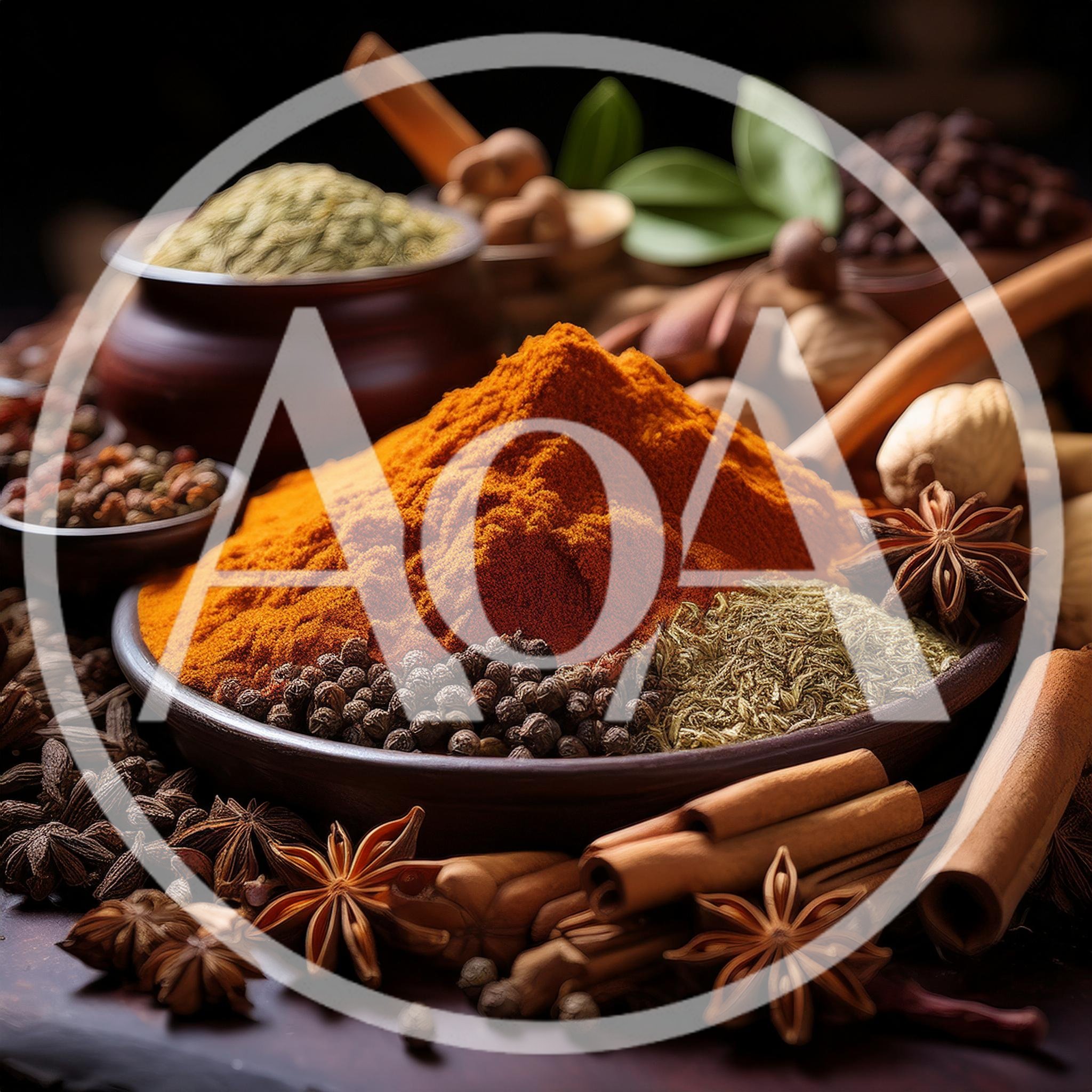 Assorted Spices and Herbs in Bowls