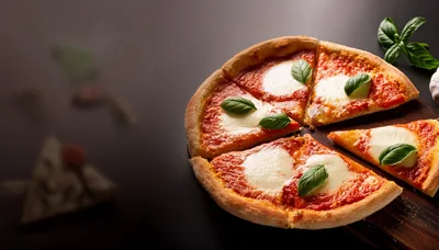 Fresh Margherita Pizza Slices on Wooden Board