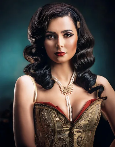 Portrait Of A Glamorous Woman In Vintage Corset