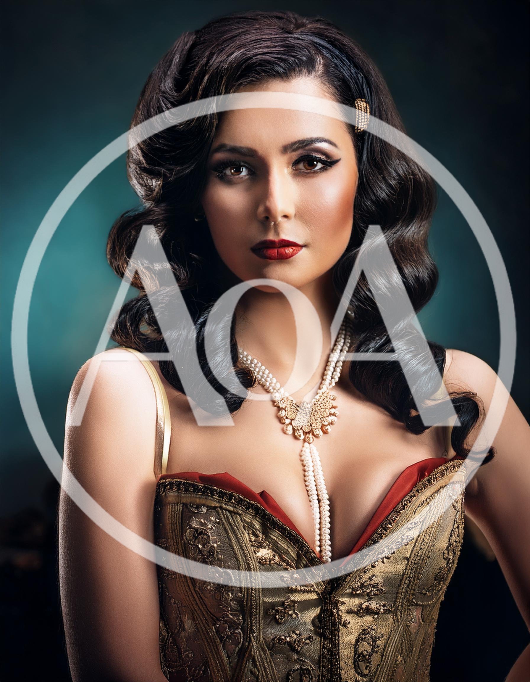 Portrait Of A Glamorous Woman In Vintage Corset