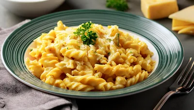 Creamy Fusilli Pasta With Cheese And Parsley