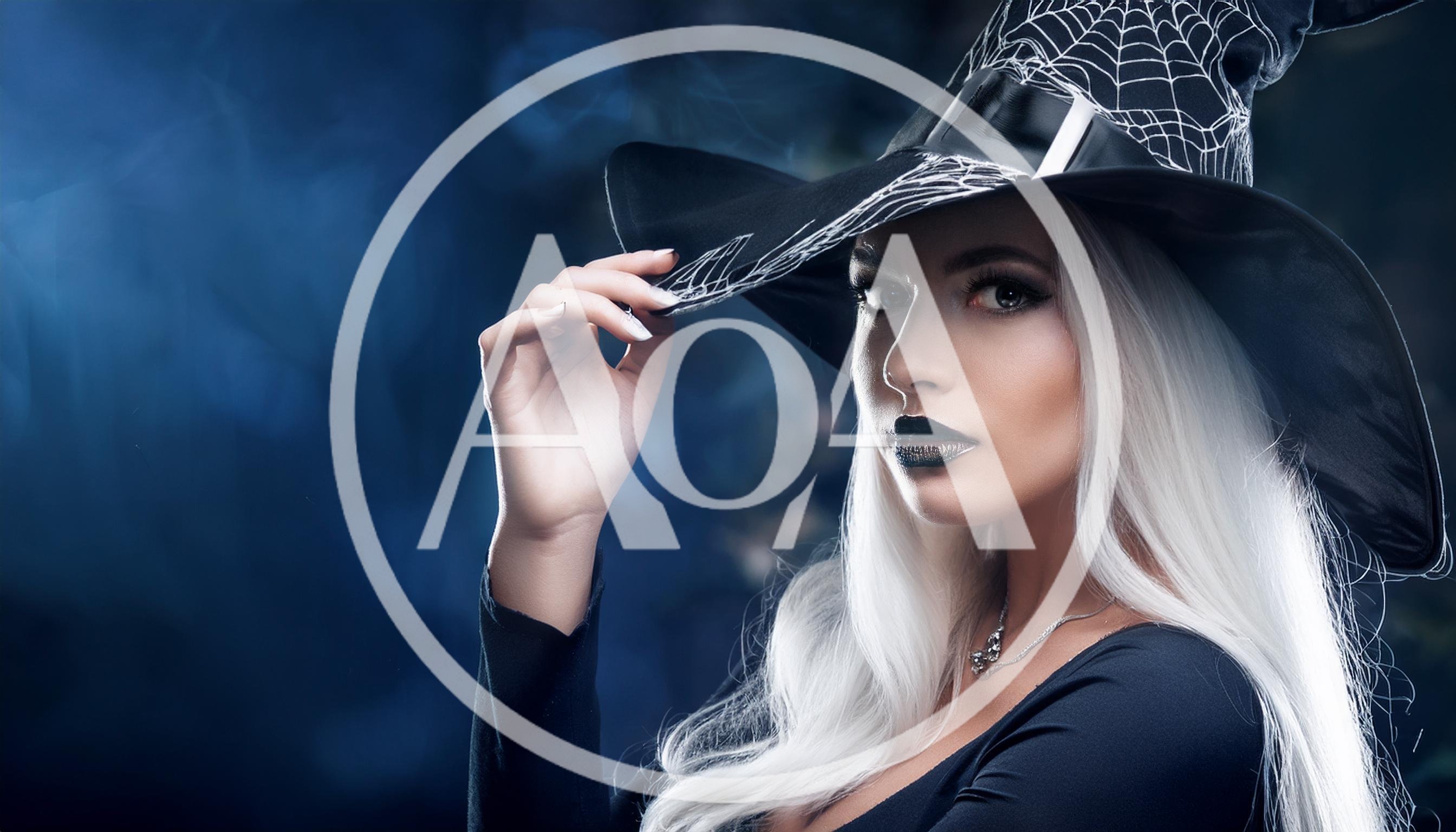 Portrait Of A Beautiful Witch With White Hair