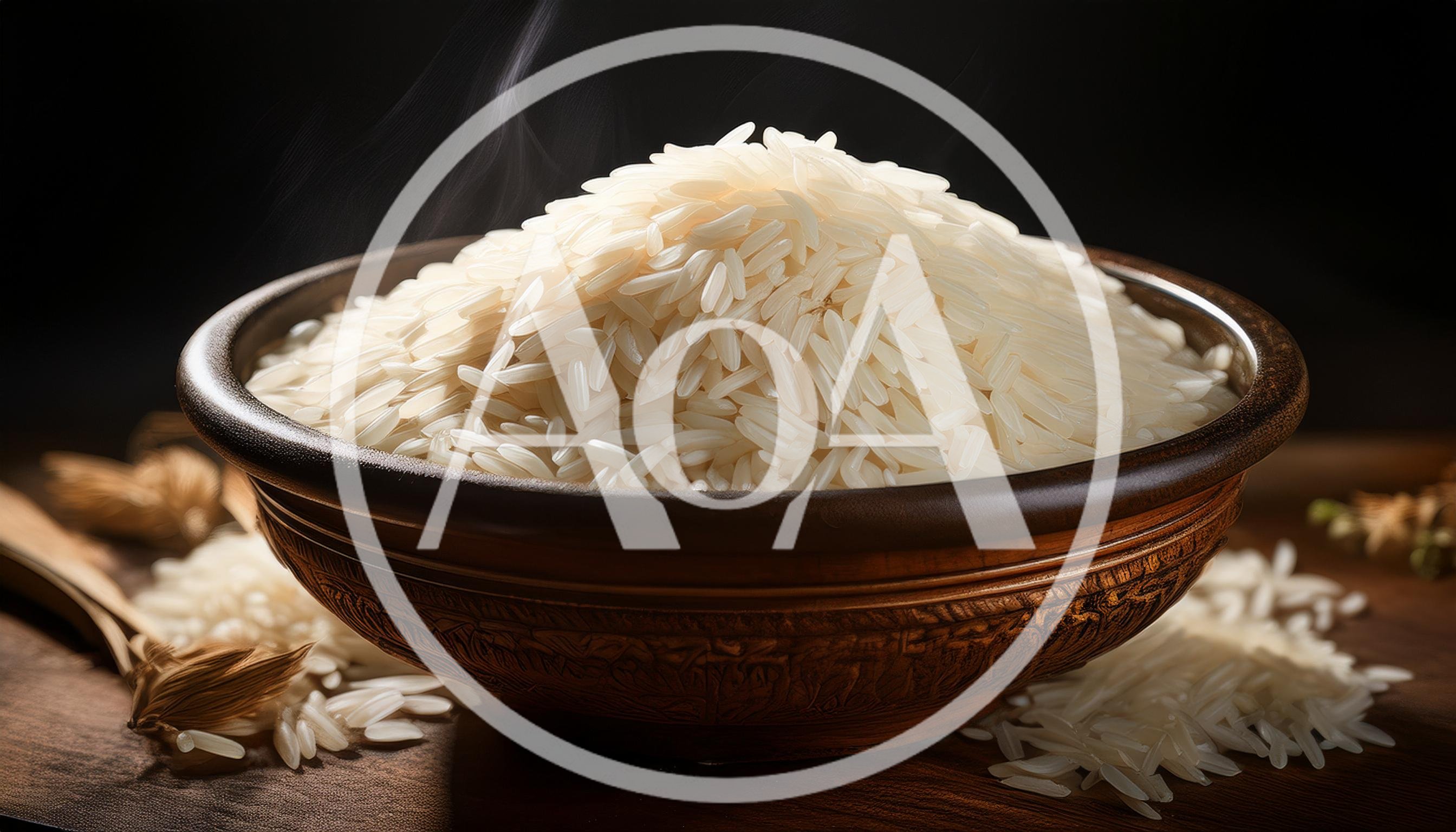 Steaming Bowl Of Freshly Cooked White Basmati Rice