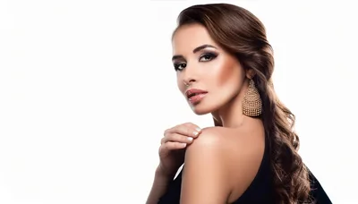 Elegant Woman With Glamorous Makeup And Gold Earrings