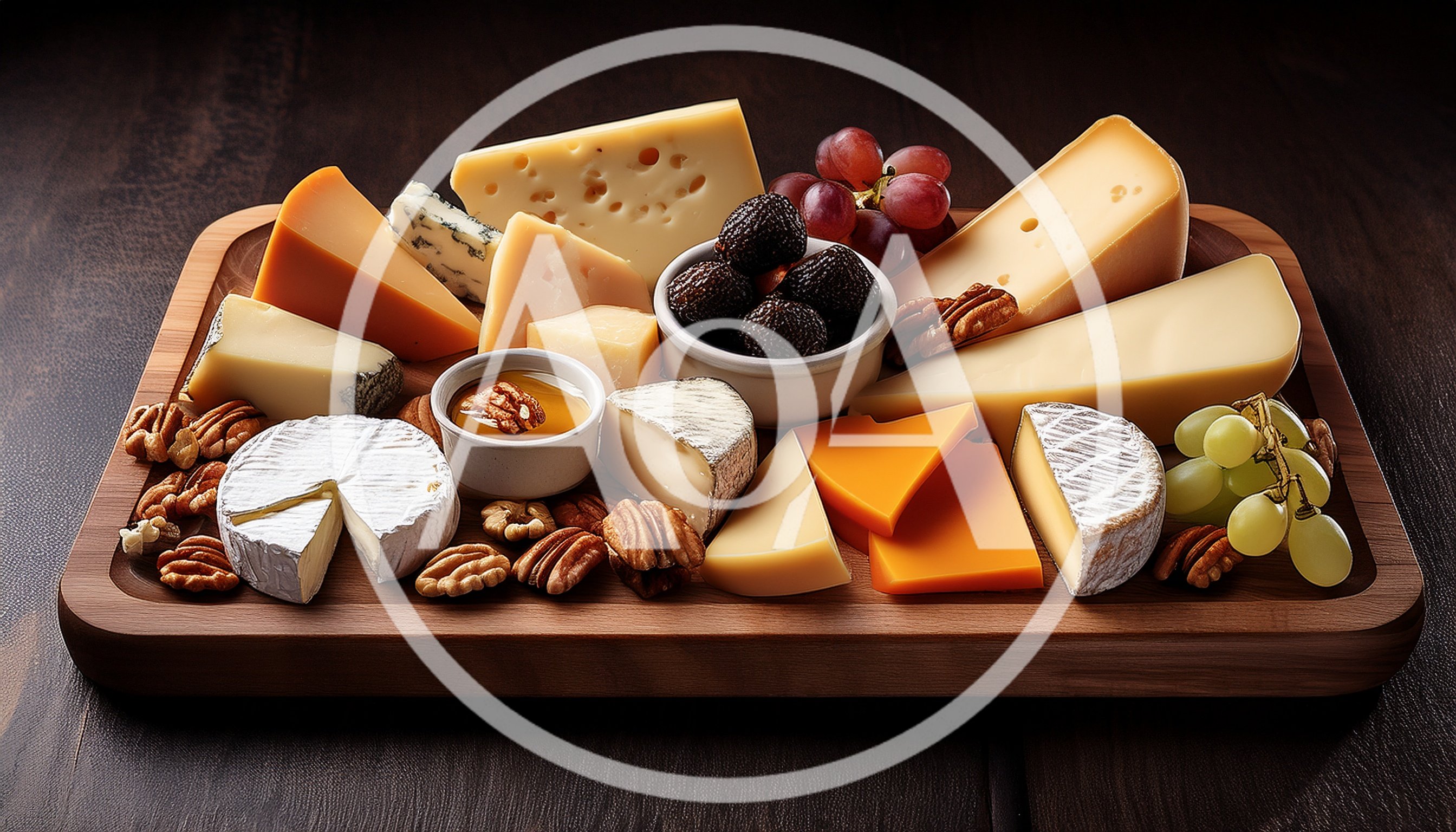 Gourmet Cheese Board With Assorted Fruits And Nuts