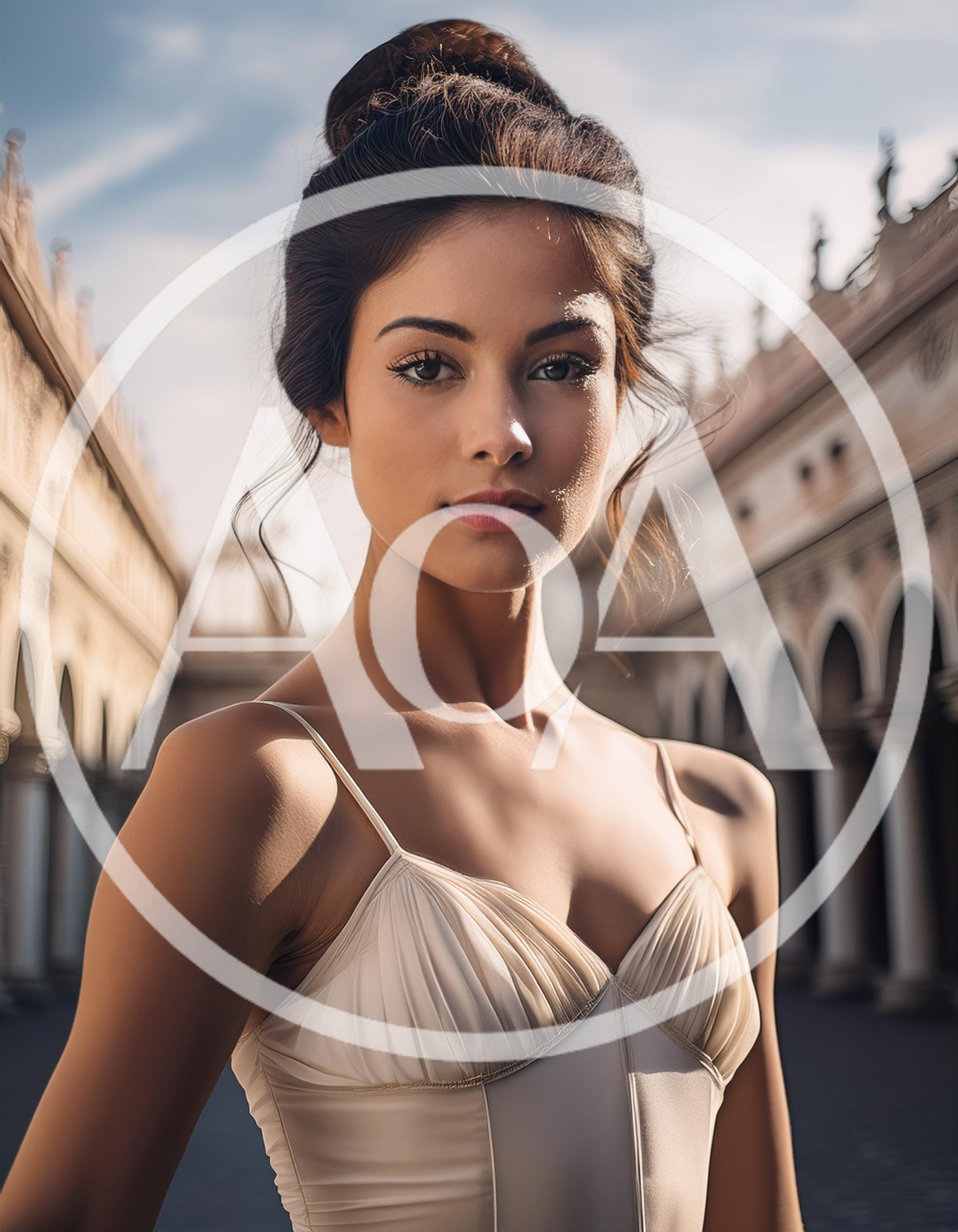 Portrait Of A Beautiful Woman In A Classical Setting