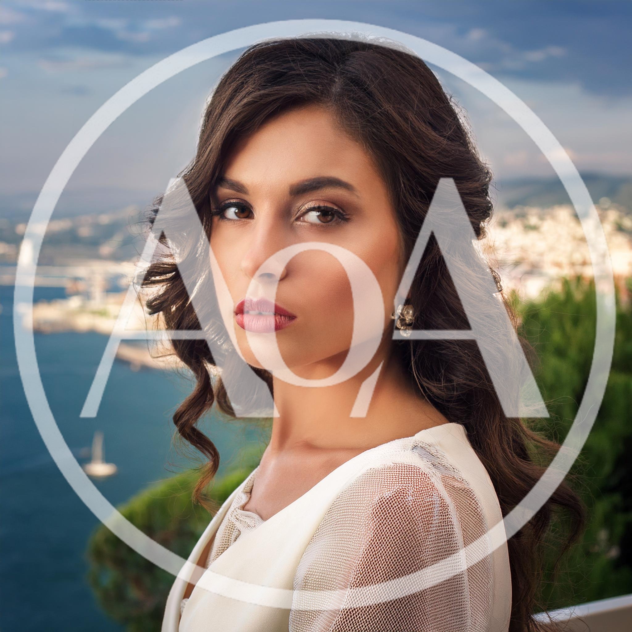 Portrait Of A Beautiful Woman Overlooking The Sea