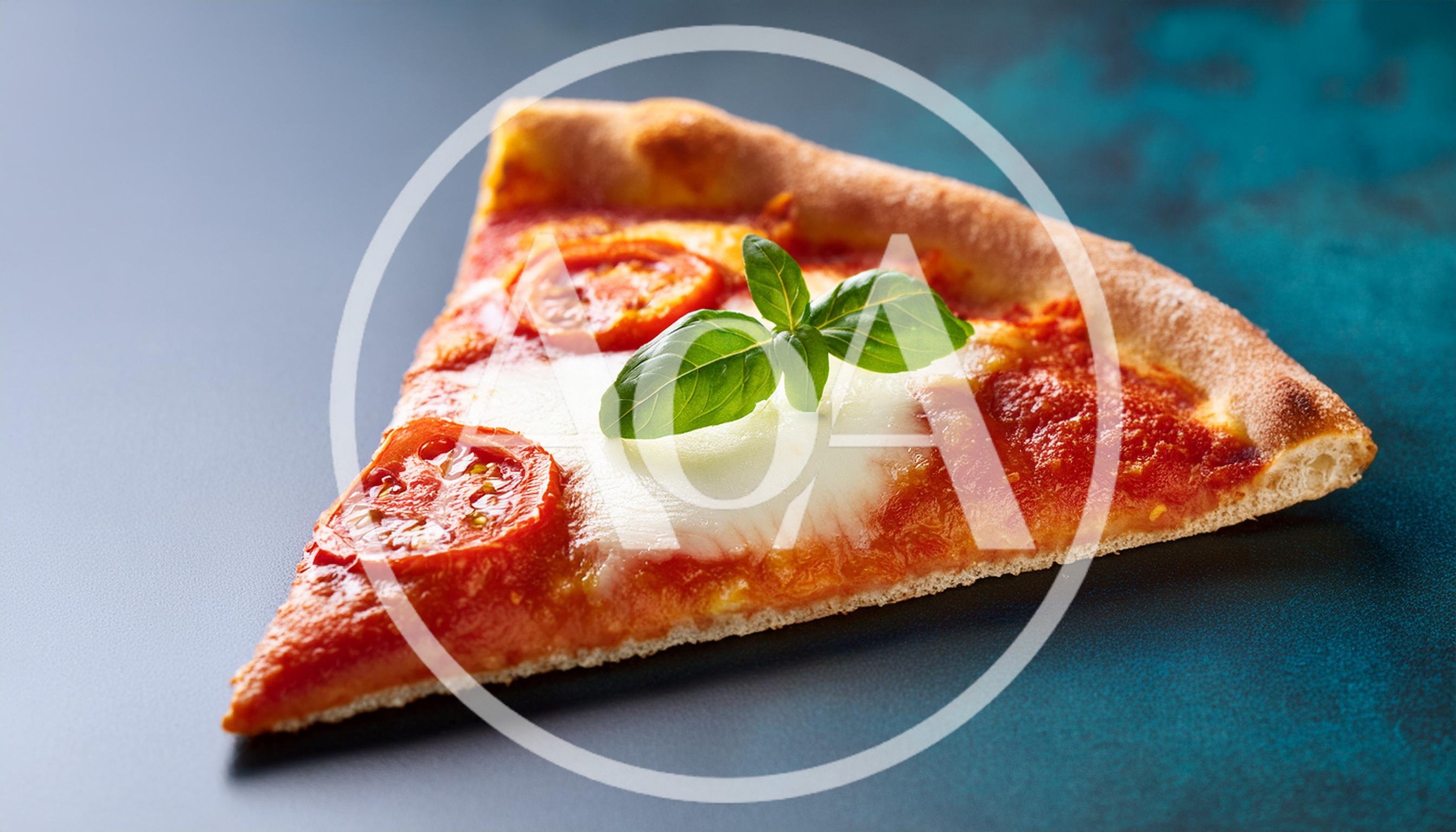 Single Slice Of Margherita Pizza With Fresh Basil