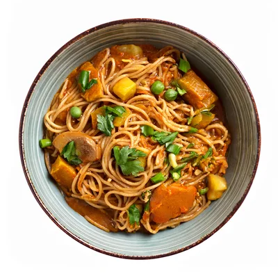 Bowl Of Vegetable Curry Noodles