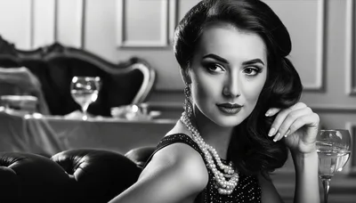 Elegant Woman Holding Wine Glass In Vintage Setting
